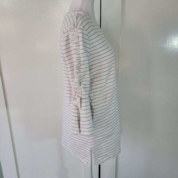 Neon Buddha Size S Striped 3/4 Cinch Sleeve Crewneck Tunic Top Thick Material - Picture 3 of 7